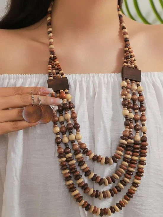 Brown Earrings Jewelry Sets Boho Gold Hoop Earrings for Women Boho Jewelry Acces - Picture 3 of 7